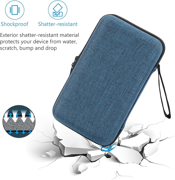 ProCase Large Hard Travel Electronic Organizer Case for MacBook Power Adapter Chargers Cables Tech Organizer Hard Drive USB Flash Disk SD Card Portable Electronics Accessories Bag -Navy