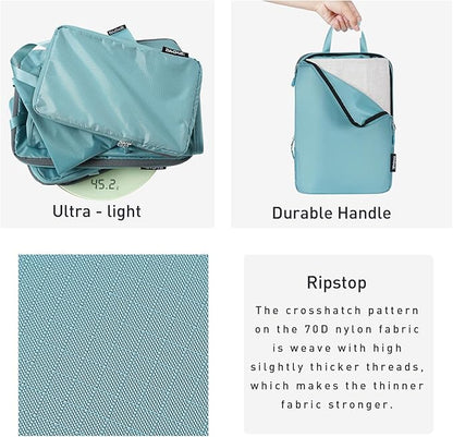 Bagail Ultralight Compression Cubes 7 Set - 3 Packing Cubes, 3 Organizers, and 1 Shoe Bag
