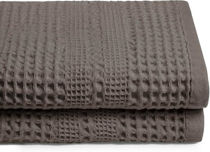 GILDEN TREE Waffle Towels for Bathroom, 100% Cotton Quick Dry Towel, Waffle Bath Towels Large, Absorbent Lightweight Travel Towel, Bath Towels Set of 2, Classic Style (Stone)