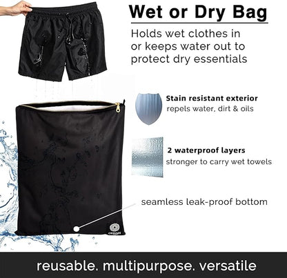 Wet Gym Clothes Bag Waterproof Antimicrobial Sack Inhibits Bacteria & Odor from Dirty Laundry, Swimsuits, Sweaty Shoes for Smell Proof Travel 14 X 17.5" Made in USA by Ornadi