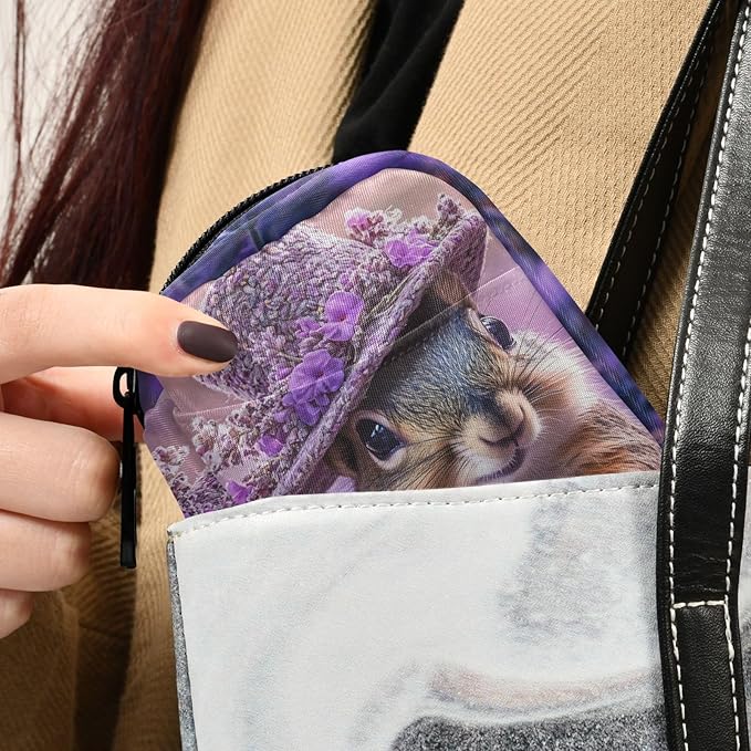 Pretty Lavender Squirrel Cute Pill Organizer Weekly Travel Pill Box 7 Day Large Capacity Pill Dispenser Case with 8 Pill Container Daily Pill Box Organizer Vitamin Holder Pill Bottle Organizer