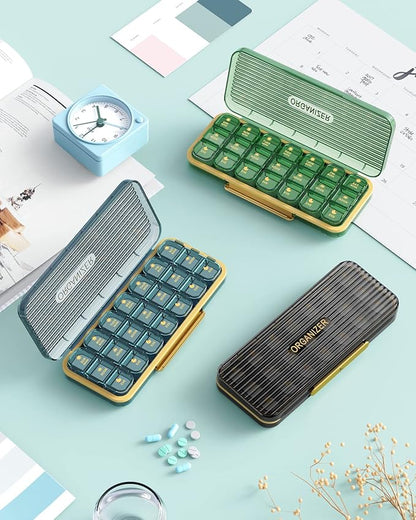 Pill Organizer 3 Times A Day - Acedada Weekly Pill Organizer 3X A Day, Large Pill Box 7 Day Medicine Organizer Pill Case, Pill Container Holder, Daily Pill Box 3 Times A Day, for Vitamin, Black Grey