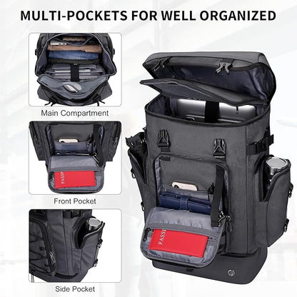 WITZMAN Travel Backpack for Men Women Carry on Bags for Airline Approved Convertible Duffle Luggage Backpack Shoe Compartment（B691 Silvery Grey）