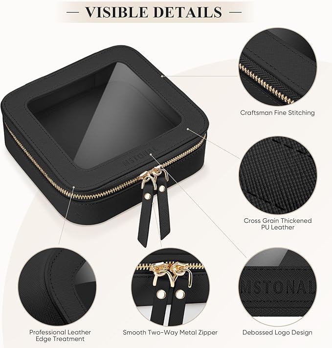 Clear Makeup Bag, Travel Toiletry Bag Cosmetic Case for Women, Waterproof Portable Small Make Up Skincare Pouch with Zipper, Compact Car Organizer Bag for Essentials, Mini Size, Black