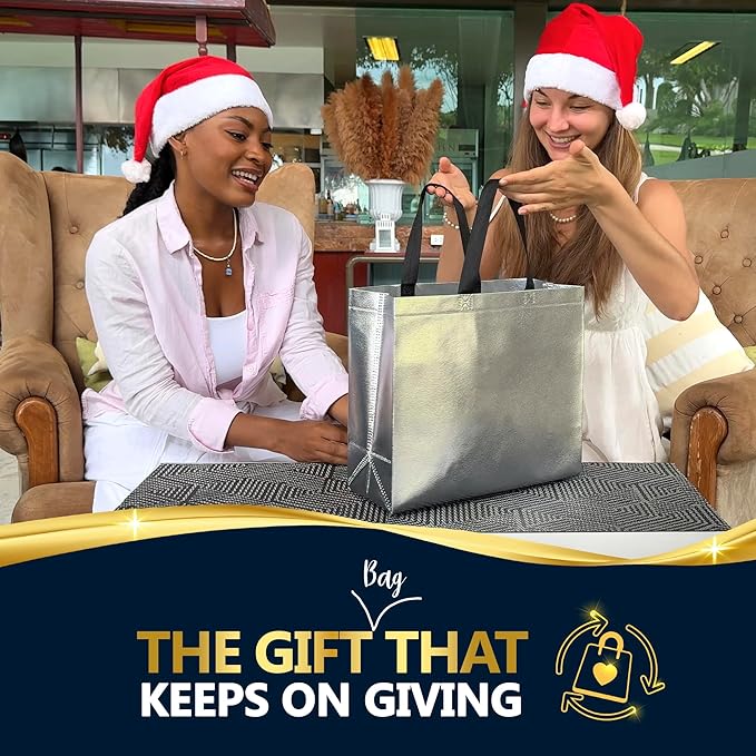 Nush Nush Set of 60 Mix Color Gift Bags In Bulk - 20 Rose Gold, 20 Silver, 20 Gold gift bags With Handles - For Small Business As Goodie Bags, Birthday Gift Bags Large Size, Party Favor Bags - 13X5X11