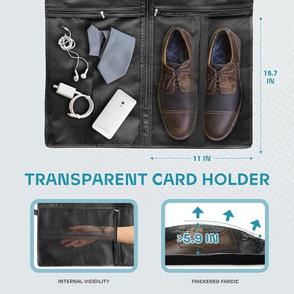 Travel Garment Bag with Zipper Pocket, Suit Bag for Suits, Dresses, Coats