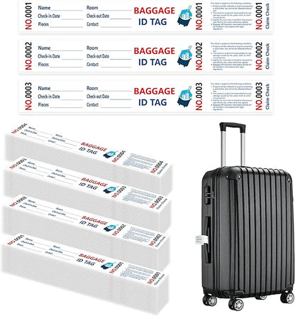 1000 Luggage Tags Hotels Baggage Claim Check Tags with Transfer Tape Serial Numbering (1-1000) Paper Luggage Tags Hotel Luggage Claim Bag Tags Claim Tickets for Hotel Luggage Identification (1)