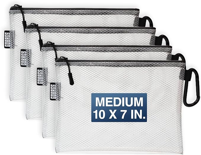 GOBAGS Air Production Medium Clear Zipper Pouch (4‑Pack) – Cable Organizer & Travel Gear Bag for Electronics, Camera Accessories, Tool Pouch & Small Tech Storage