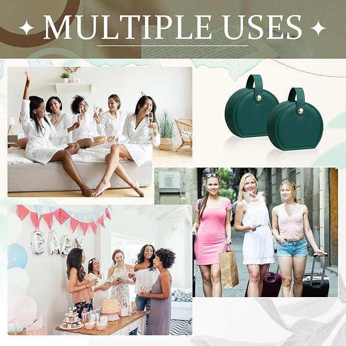 Weysat 12 Pack Travel Jewelry Case Mini Leather Bridesmaid Jewelry Gift Box Bulk Small Earring Storage Organizer (Dark Green)