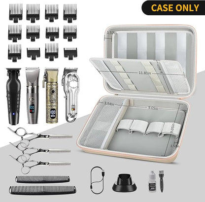 Boobowl Hard Travel Case for Hair Clippers, Hair Cutting Barber Supplies Organizer Bag, Trimmer Storage Holder for Ufree/for Wahl/for Andis Men Razor Guard Grooming Kits -Gold