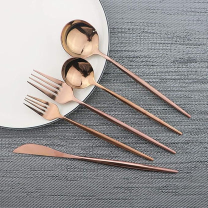 Rose Gold Silverware Set, JASHII 30-Piece Stainless Steel Flatware Cutlery Set for 6, Elegant Hourglass Polished Mirror Finish, Ideal for Home Hotel Wedding Festival Party, Dishwasher Safe