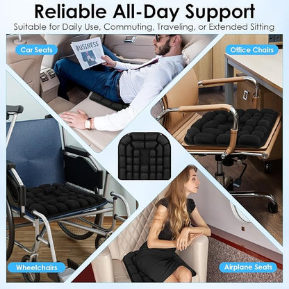 Portable Travel Cushion, Airplane Seat Cushion for Long Flights, Press Type Inflatable Seat Cushion for Long Sitting in Car, Air Travel, Office Chairs, Home Living