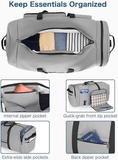 120L Travel Duffle Bag for Men and Women, Urtala 34” Large Duffle Bag for Traveling with Shoes Compartment, Foldable Travel Duffel Bags, Waterproof and Tear Resistant (Gray)