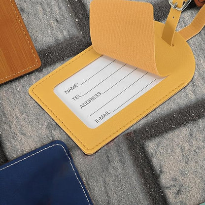 PATIKIL Leather Luggage Tag, 50 Pcs Luggage Tags Pu Bag Tags for Suitcases Airplane Travel Essentials, Yellow