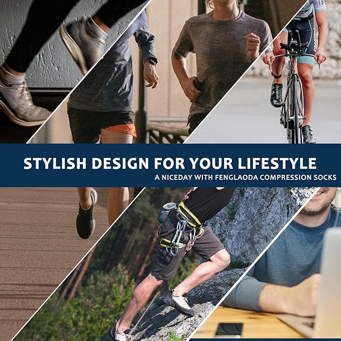 fenglaoda Compression Socks Women Men 6 Pairs, Knee High Best Support Circulation Socks for Running, Travel, Flight, Nurse