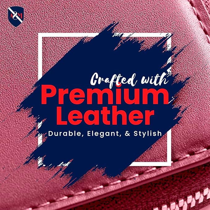 ALLEN & MATE Passport Holder Travel Wallet, 100% Leather RFID Blocking Travel Document Organiser for Men & Women