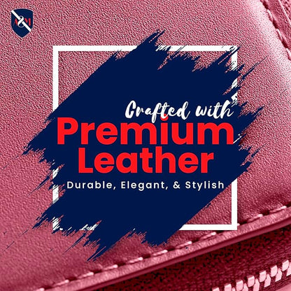 ALLEN & MATE Passport Holder Travel Wallet, 100% Leather RFID Blocking Travel Document Organiser for Men & Women