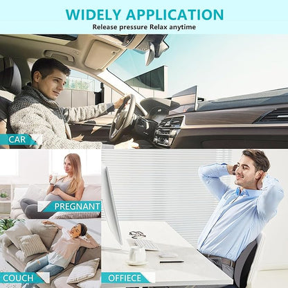 FLORICH Car Seat Cushion and Back Support for Office Chair Memory Foam Chair Cushions Pressure Relief Seat Pads with Gel Massage Point Lumbar Support (Grey)