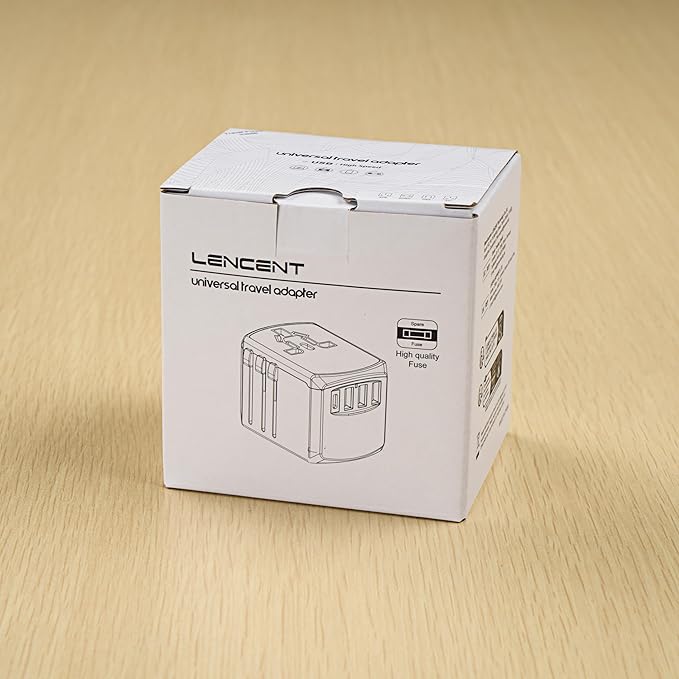 LENCENT Universal Travel Power Adapter, International AC Plug Adaptor with 2 USB C 2 USB A Ports Wall Charger Worldwide Travel Essentials for US to EU UK Ireland Australia (Type C/G/A/I) Black