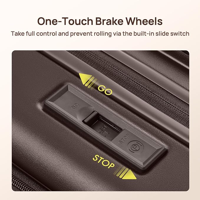 NINETYGO Large Checked Luggage 29 Inch, Flat Top Opening Checking In Luggage with Brake Wheels, Expandable, Coffee-Infused PC Hard Shell, Eco-Friendly, TSA Lock, 360° Spinner Wheels (Americaco)