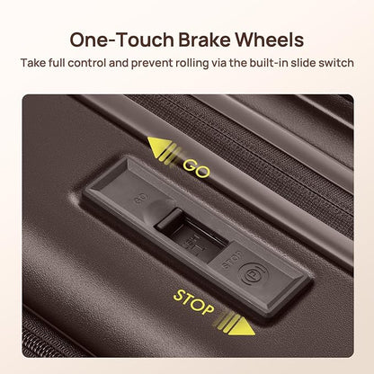 NINETYGO Large Checked Luggage 29 Inch, Flat Top Opening Checking In Luggage with Brake Wheels, Expandable, Coffee-Infused PC Hard Shell, Eco-Friendly, TSA Lock, 360° Spinner Wheels (Americaco)