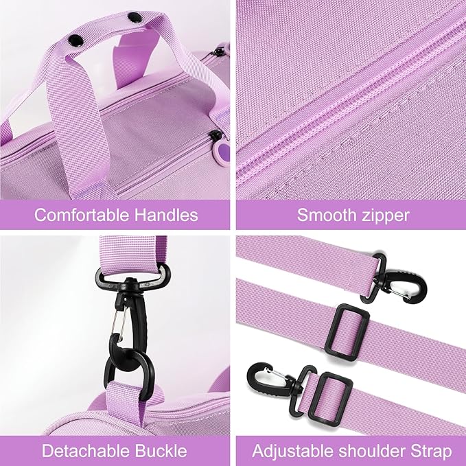 Dance Ballet Bag for Girls Sport Gym Duffle Bags Overnight Travel Bags Fun Dance Workout Duffel Bag Toddler Cute Bag for Dancers, Girls, Teens, Student Athletes (Purple)