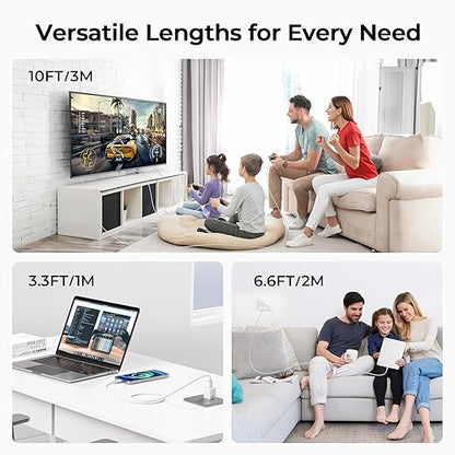 Basesailor USB Type C Charger Cable 10FT 2Pack,Nylon Charging Cord for iPhone 17 16 Pro Max,Samsung Galaxy Z Fold 5,Note 20,Tab S10 S10E 10E FE S23 S22 S21 23 Plus Ultra,A52 A54,Google Pixel 7 6 XL