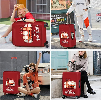 FOREVER QUEEN Merry Christmas Luggage Cover Suitcase Protector Suitcase Cover Anti-Scratch,Stretchable Bag Cover Washable Durable Polyester