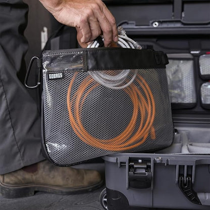 GOBAGS Production Zipper Bags - Electronics & Camera Accessories Bag - Cable organizer, Gear Accessory Pouch, Travel Camera Essentials (Large, Black)