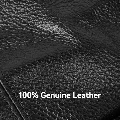 Leather Fanny Pack for Men Women,Genuine Leather Waist Belt Bag with Adjustable Strap Belt Hip Bag with Multi-Pockets for Travel Sports Running Cycling Hiking(Black)