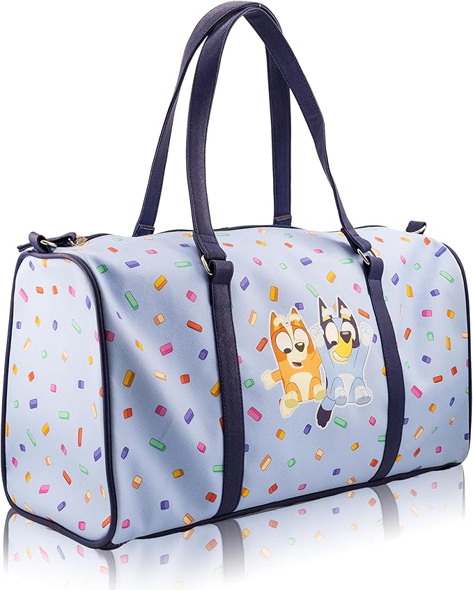 Bluey Mini Duffle Bag for Kids | Pink Unipony and Bluey Travel Bag | Small Overnight Tote for Girls | Bluey Weekender Duffle with Shoulder Strap | Ages 3+