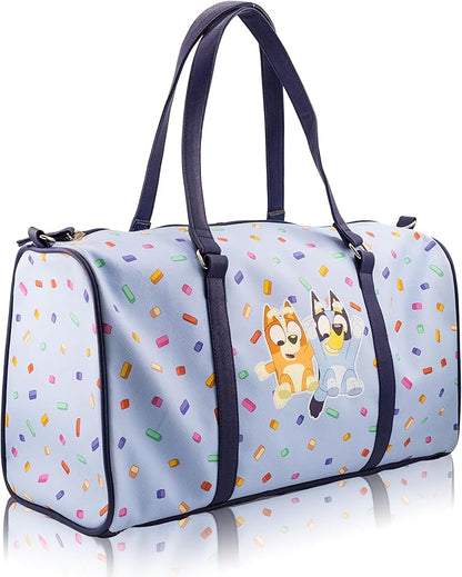 Bluey Mini Duffle Bag for Kids | Pink Unipony and Bluey Travel Bag | Small Overnight Tote for Girls | Bluey Weekender Duffle with Shoulder Strap | Ages 3+