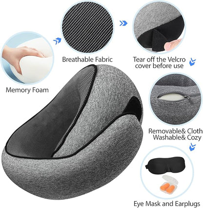 Travel Pillows for Airplanes,360° Support Stowable Travel Pillow, Neck Pillow Airplane with Memory Foam Portable Travel Neck Pillow for Traveling, Suitable for Airplanes, Offices, and Cars