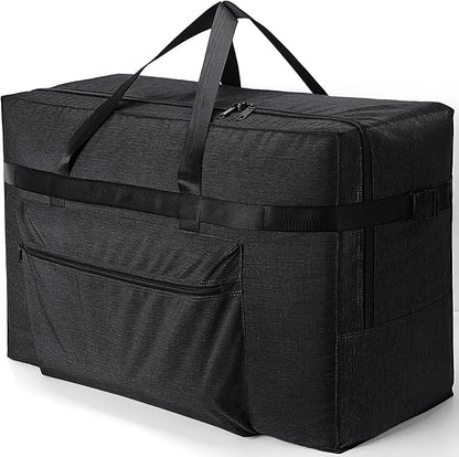 SUNUP Extra Large Duffle Bag for Travel, 120L Foldable Travel Duffel Bag for Men Women, Waterproof Overnight Weekender Moving Storage Bags, Black