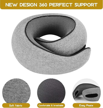 Ergonomic Memory Foam Travel Neck Pillow for Airplane - Ultimate Accessories & Road Trip Essentials for Neck Pain Relief - Perfect Travel Gifts for Men Women & Toddler Pillow