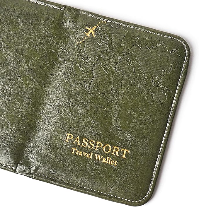 QIELIZI Passport Holder with Airtag Slot, Airtag Passport Wallet for Men Women, Slim Leather Passport Holder Case Family for Travel Anti-Lost(1-Green)