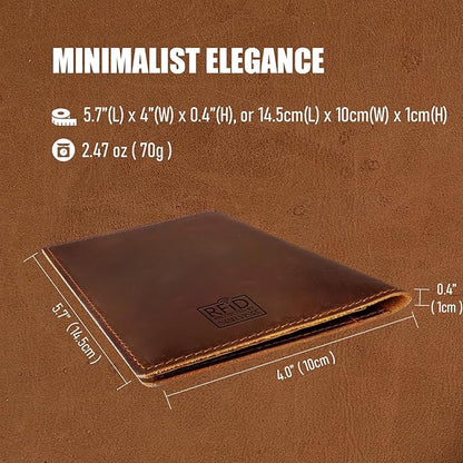 STAR VISTA Albatross Leather Travel Passport Holder, Minimalist Design, Full Grain Leather Case for Men and Women - Slim Passport Wallet, Bifold, RFID Blocking, with AirTag Holder