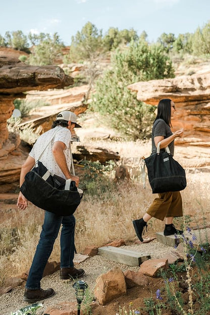 Barebones Neelum Duffel Bag – 40L Waxed Denim Travel Duffel with Full-Grain Leather Handles, Internal Pockets & Removable Strap – Durable Overnight or Weekend Bag for Men & Women