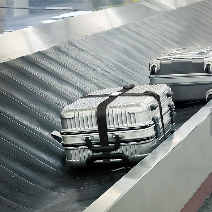 Luggage Straps, TSA Approved Luggage Strap Belt with Combination Lock for Suitcases, 2 Pack Heavy Duty Adjustable Black Cross Suitcase Straps with Name Tags for Travel, Carry On Bags, Protect