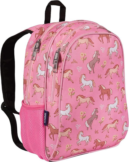 Wildkin 15-inch Kids Backpack – Durable, Padded, Adjustable for School & Travel - Wild Horses