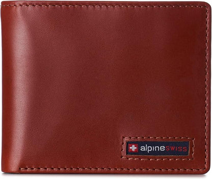 Alpine Swiss Mens Wallet for Men | RFID Protected Leather Mens Wallet | Spencer Bifold with Divided Bill Section | Gift Box | 2 ID Windows | 14 Card & Storage Pockets for Organization