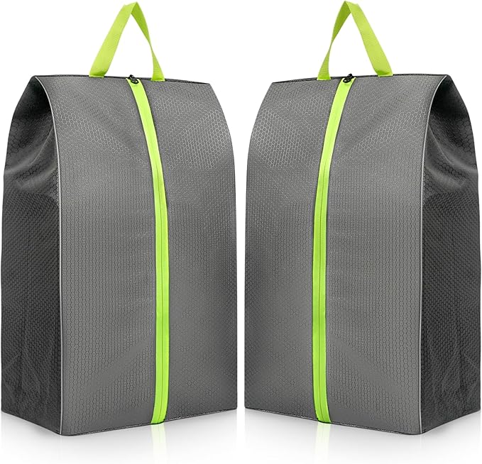 2 Pack Large Soccer Cleat Bag, Odor-Absorbing Lightweight Track Shoe Organizer for Travel, Gym & Sports | Smell-Proof Storage with Active Carbon Fabric (Spikes, Golf, Tennis，Bowling)