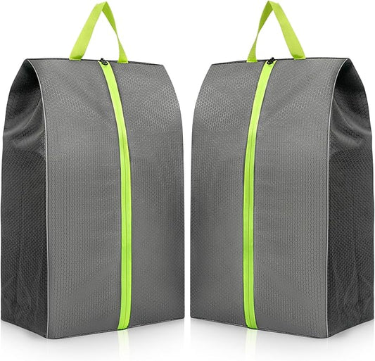 2 Pack Large Soccer Cleat Bag, Odor-Absorbing Lightweight Track Shoe Organizer for Travel, Gym & Sports | Smell-Proof Storage with Active Carbon Fabric (Spikes, Golf, Tennis，Bowling)