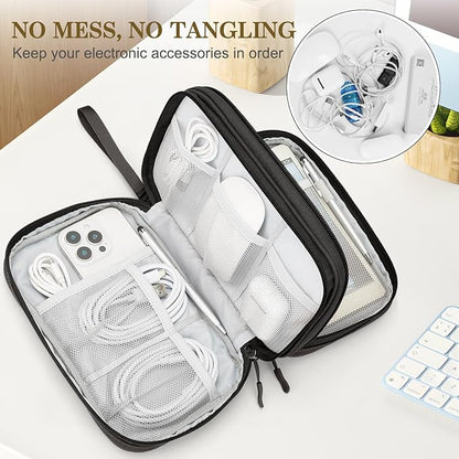 FYY Electronic Organizer, Large Travel Cable Organizer Bag Pouch Electronic Accessories Carry Case Portable Waterproof Double Layers All-in-One Storage Bag for Cable, Cord, Charger, Phone, Coffee
