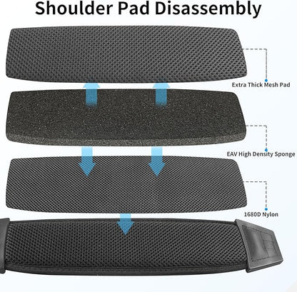 67" Universal Shoulder Strap, Mesh Thick Padded Bag Strap with Double Adjustable Buckles and Metal Hooks, Ideal for Briefcases, Computer Satchels, Crossbody Bags, Luggage(Breathable)