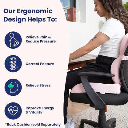 | Ergonomic Seat Cushion- Car Seat Cushion/Office Desk Accessories| Chair Cushions for Dining Chairs-Home Office Chairs- Supporting Other Sciatica Pain Relief Devices (Black, Standard)