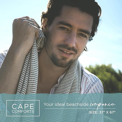 Oversized Turkish Beach Towel, Diamond Dobby Charcoal - 37'' x 67'' - Super Soft & Lightweight | Quick Dry Sand Free Travel Towels for Beach or Bath | Gifts