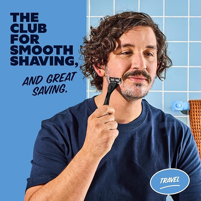 Dollar Shave Club | Travel Shave Set | 4 Extra Close Refill Cartridges, 1 Handle (Black), 1 Razor Cover