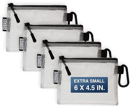 GOBAGS Air Production Extra-Small Clear Zipper Pouch (4‑Pack) – Cable Organizer & Travel Gear Bag for Electronics, Camera Accessories, Tool Pouch & Small Tech Storage