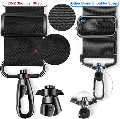 ZINZ 74" Shoulder Strap with Fixed Pad and Dual Balanced Buckles，Black